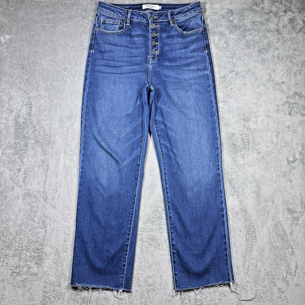 Hidden Los Angeles Jeans‎ Womens 29 Button Fly Raw Hem Blue Denim High Rise